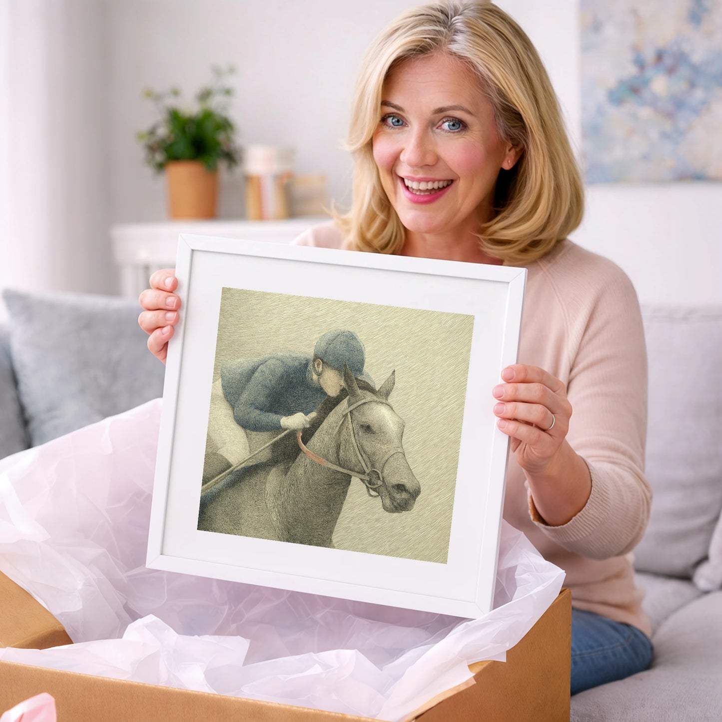 Focused Pursuit - racing horse art gift idea for horse lovers