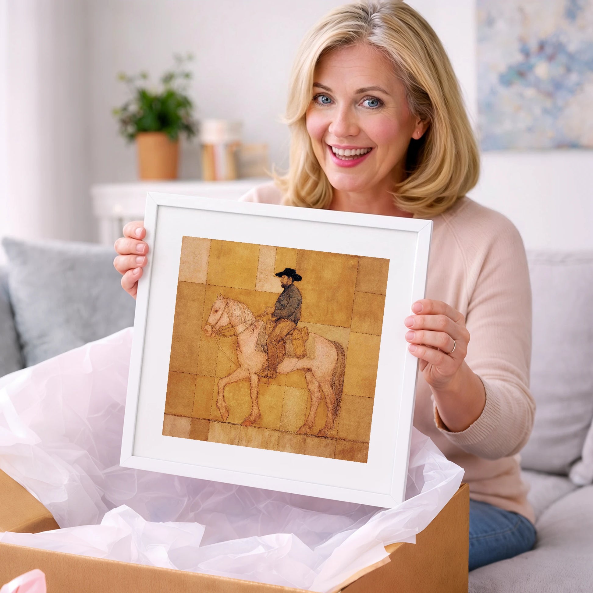 The Golden Trail - western horse art gift idea for horse lovers