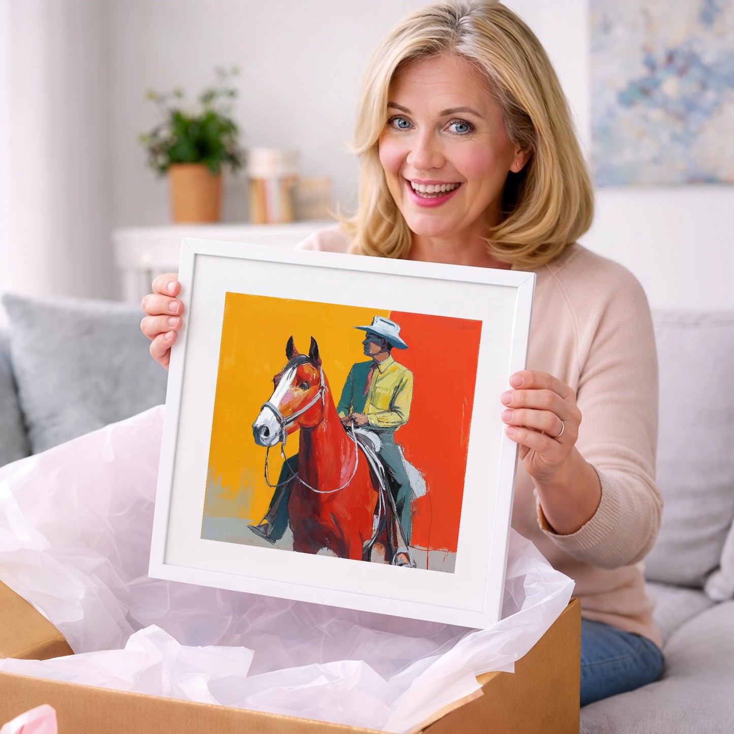Vivid Horizon Rider - western horse art gift idea for horse lovers