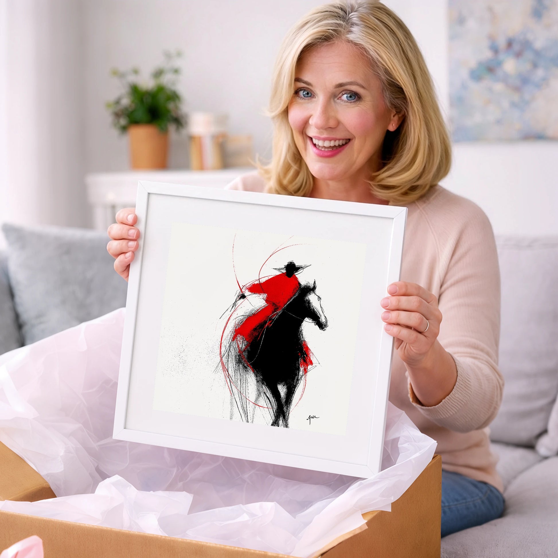 Crimson Surge - racing horse art gift idea for horse lovers