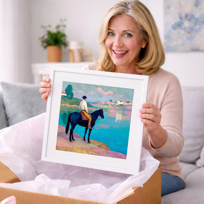 Gazing Across Vivid Waters - beach horse art gift idea for horse lovers