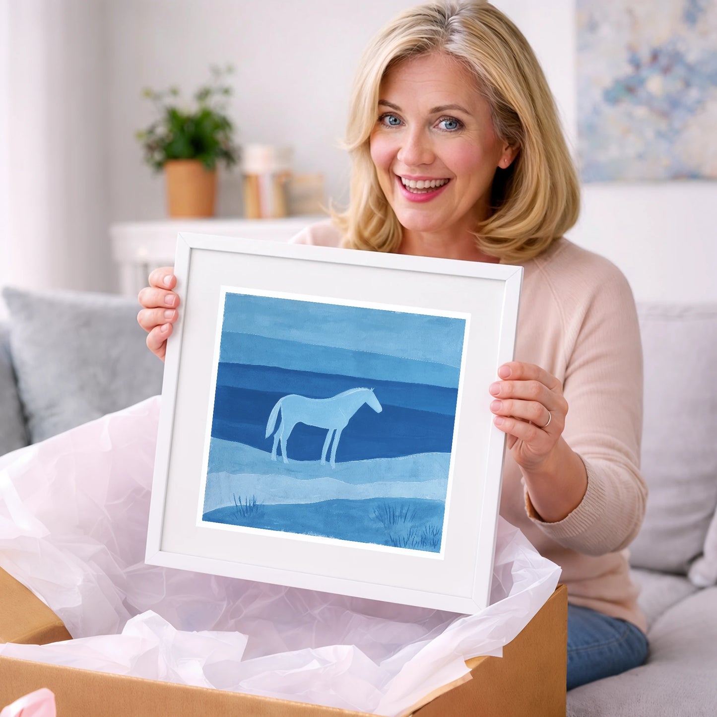 Cerulean Serenity - horse landscape art gift idea for horse lovers