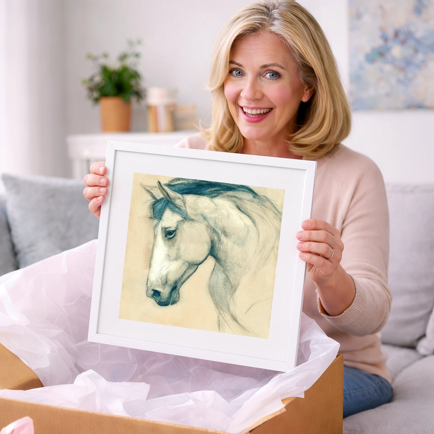 Quiet Grey Profile - horse portrait art gift idea for horse lovers