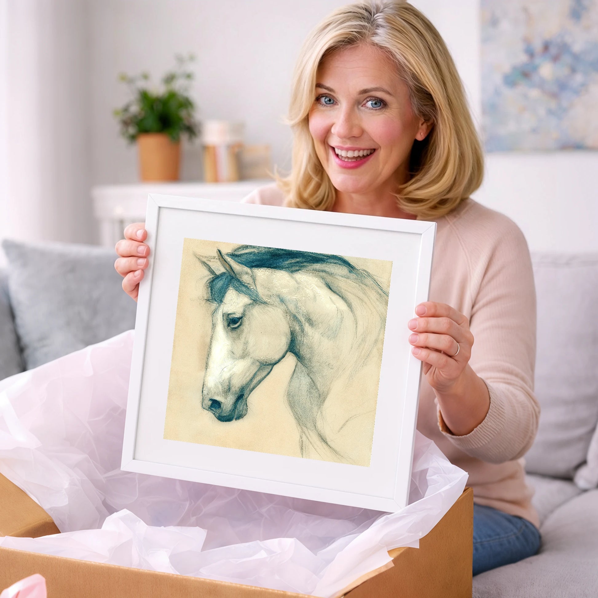 Quiet Grey Profile - horse portrait art gift idea for horse lovers