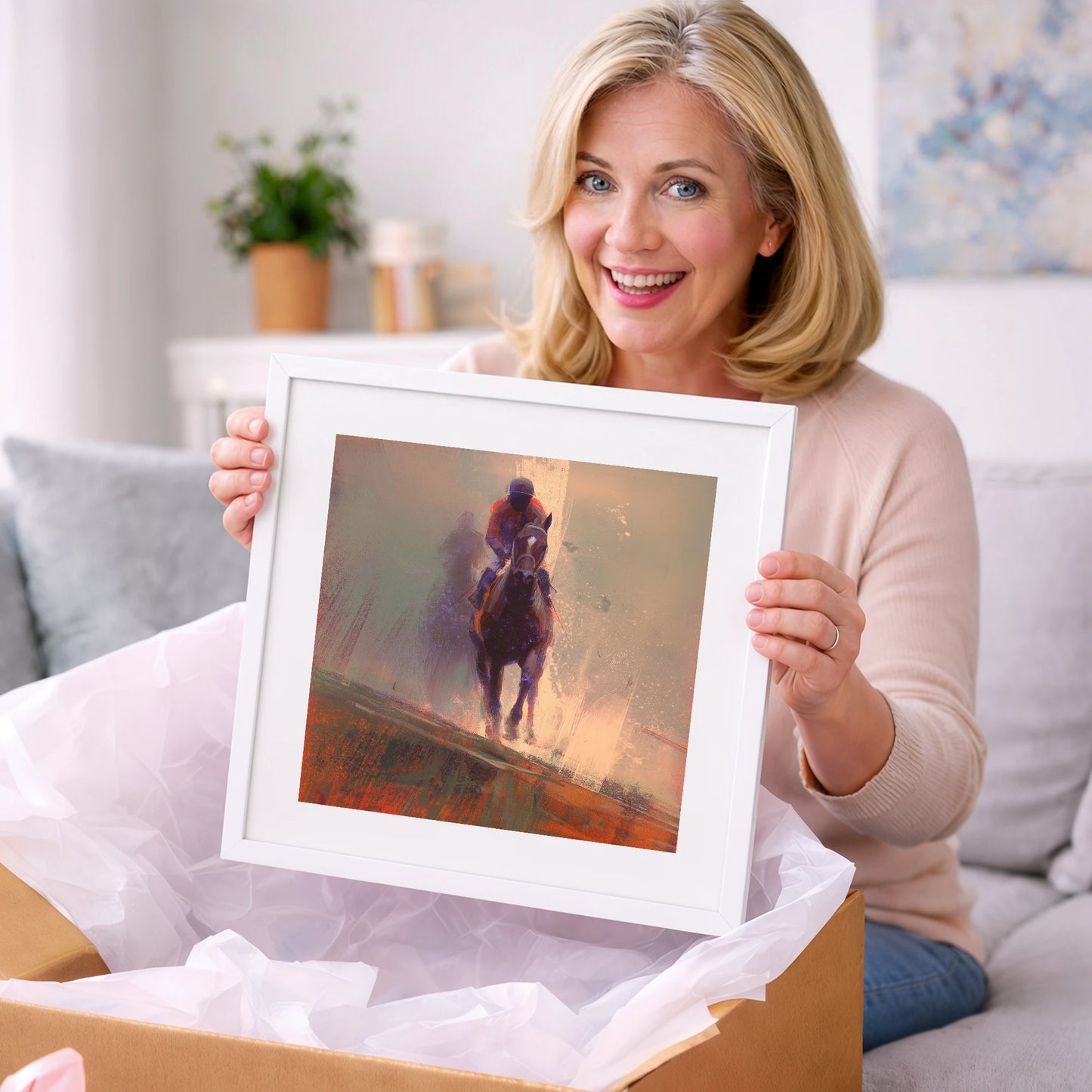 Surging Forward - racing horse art gift idea for horse lovers