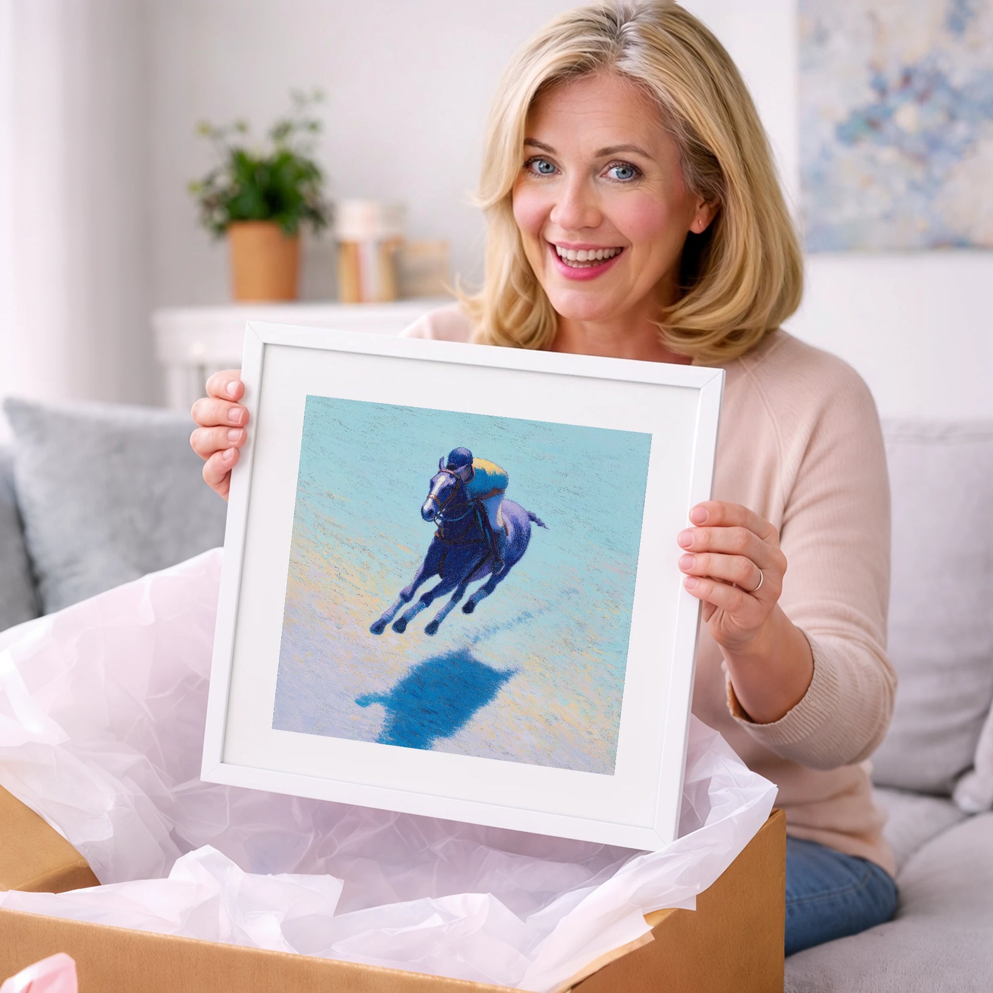 The Indigo Gallop - polo horse art gift idea for horse lovers
