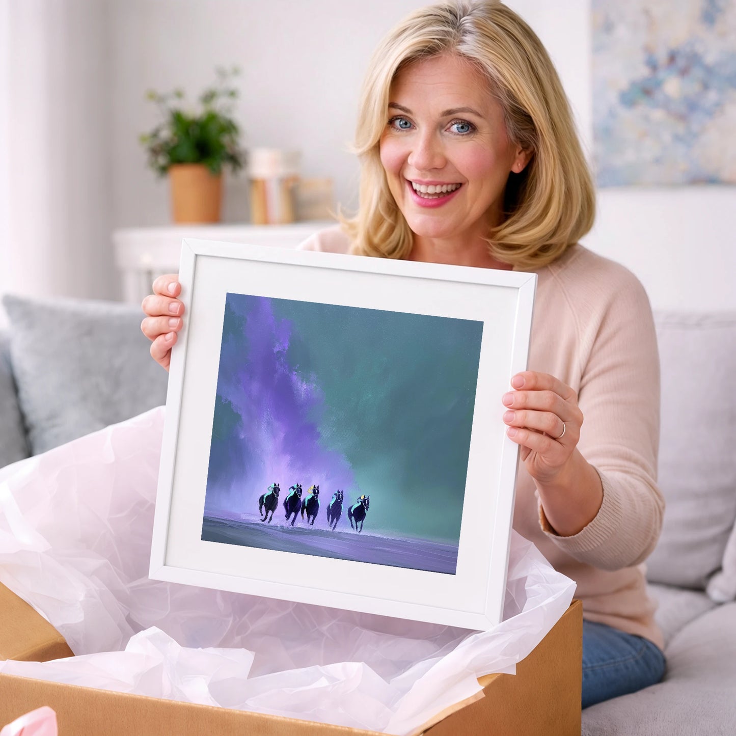 The Violet Furlong - racing horse art gift idea for horse lovers