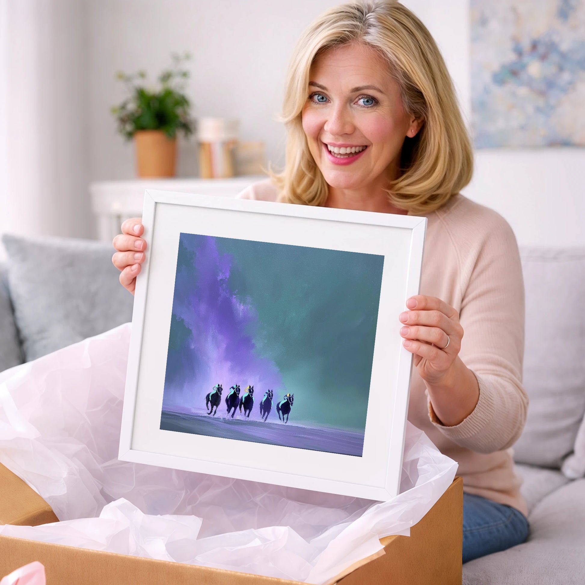 The Violet Furlong - racing horse art gift idea for horse lovers