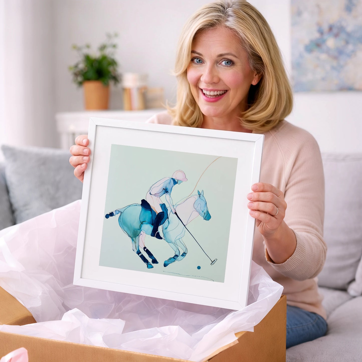 Cerulean Chukka - polo horse art gift idea for horse lovers