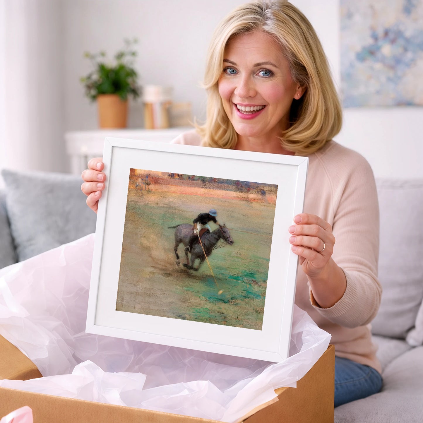 The Mid-Field Drive - polo horse art gift idea for horse lovers