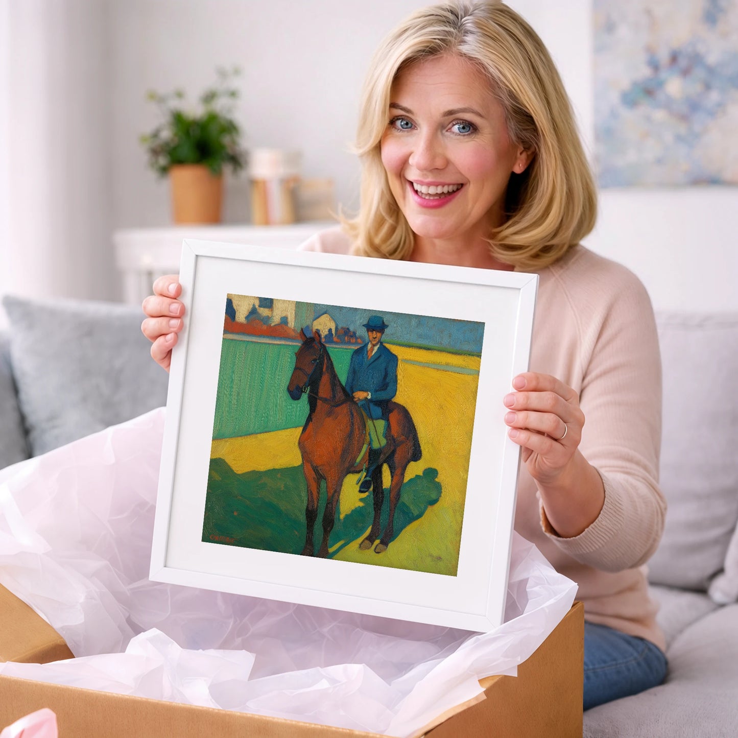Vivid Morning Exercise - racing horse art gift idea for horse lovers