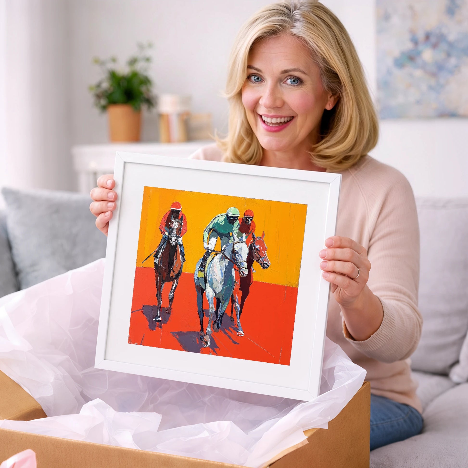 Heat of the Race - racing horse art gift idea for horse lovers