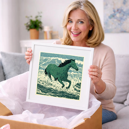 Emerald Surf Canter - beach horse art gift idea for horse lovers