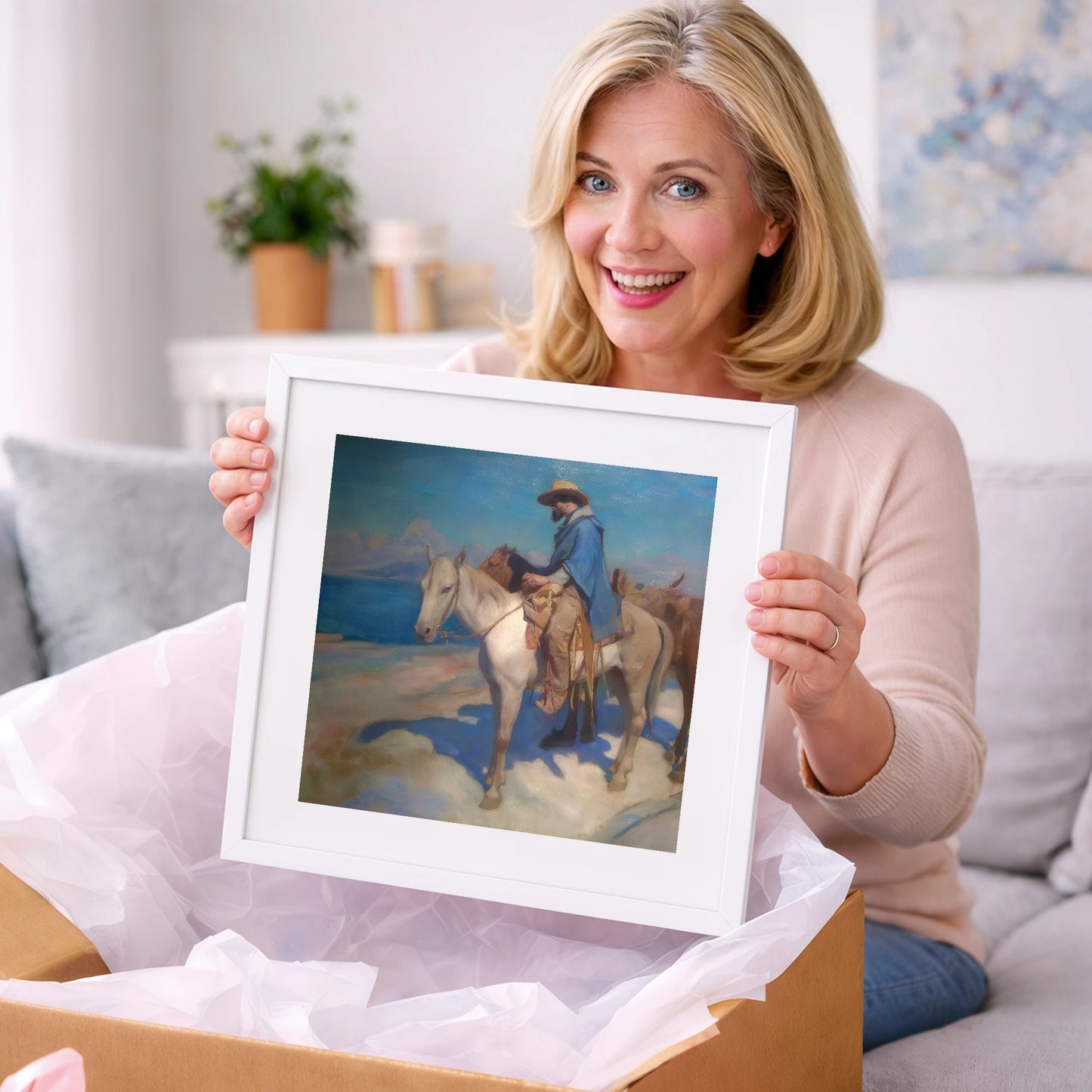 The Azure Trail - western horse art gift idea for horse lovers
