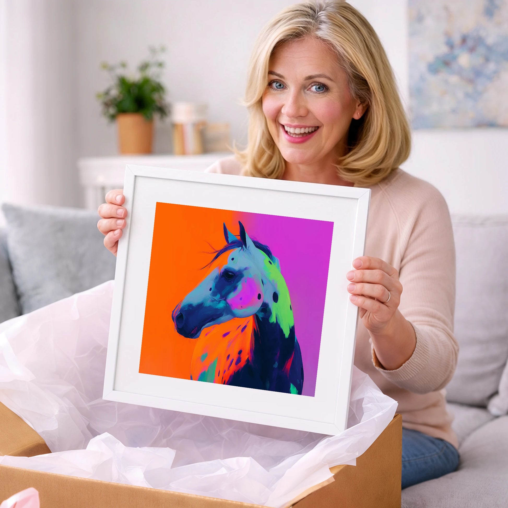 Neon Appaloosa Portrait - horse breed art gift idea for horse lovers