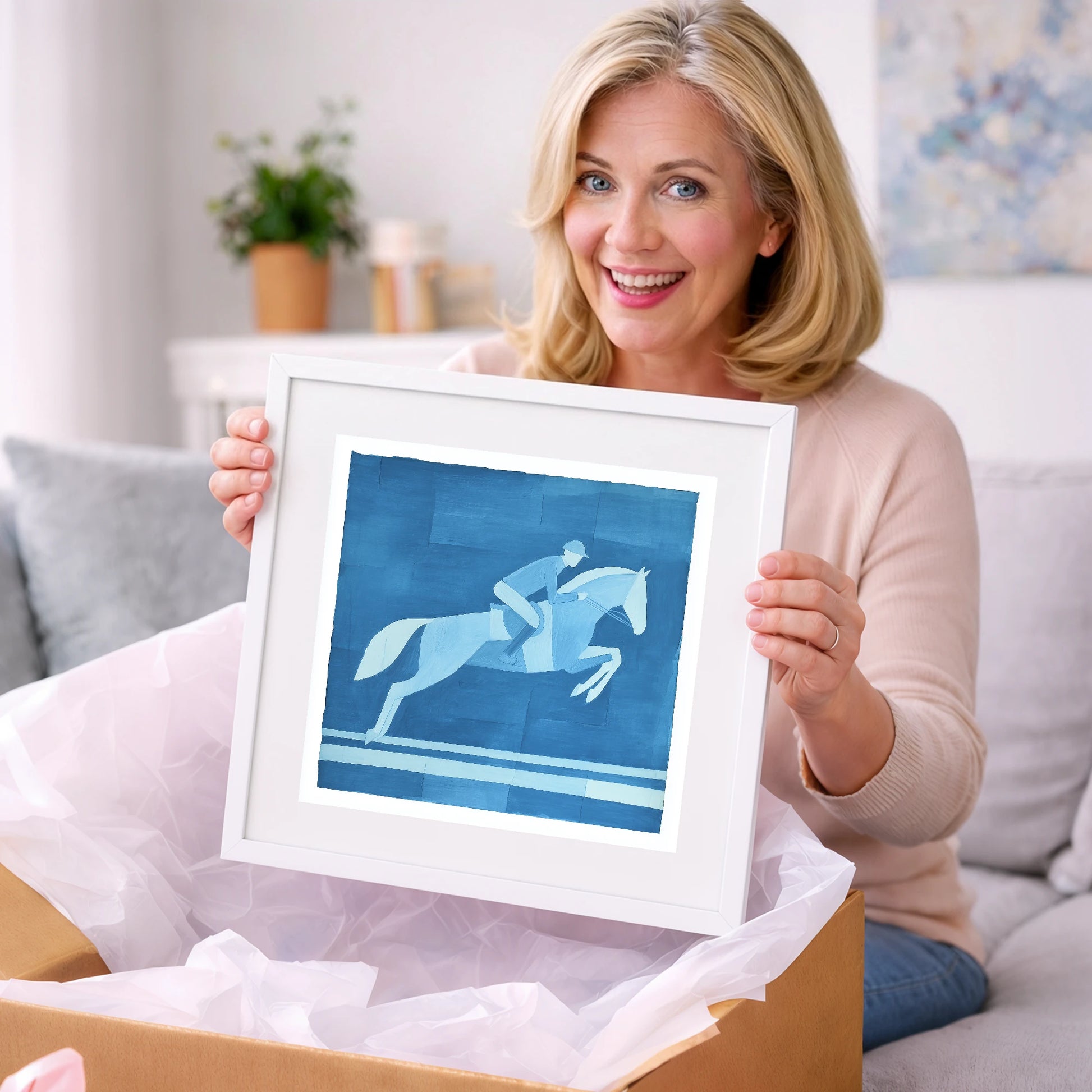 Azure Flight - show jumping horse art gift idea for horse lovers