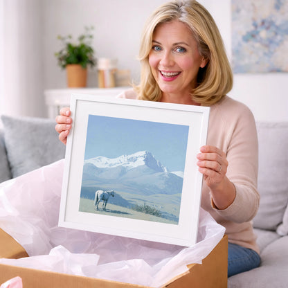 Alpine Solitude - horse landscape art gift idea for horse lovers