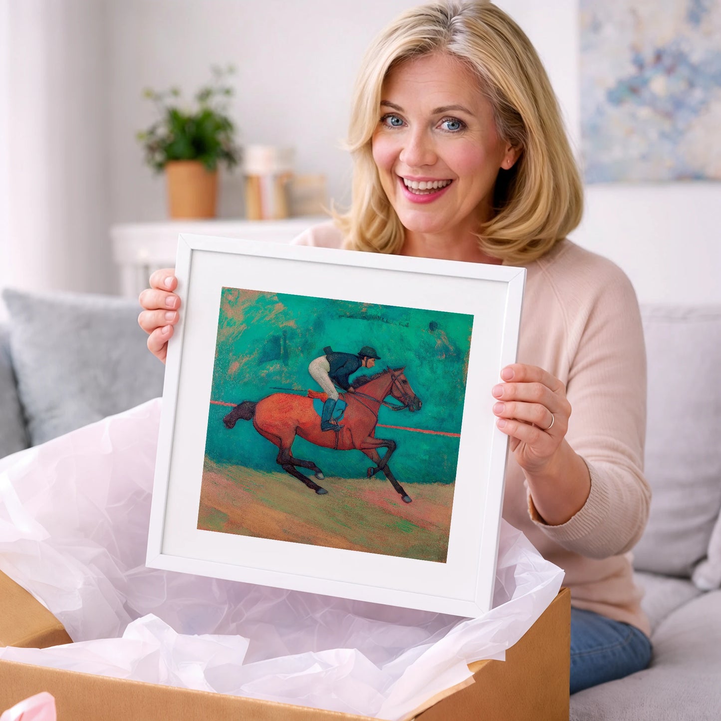 Rhythm in Emerald - racing horse art gift idea for horse lovers