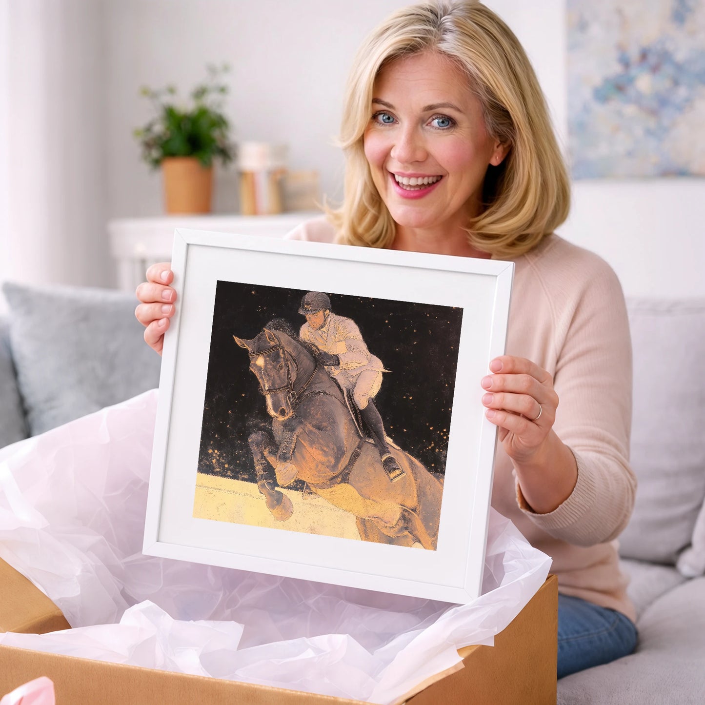 Stardust Showjumper - show jumping horse art gift idea for horse lovers