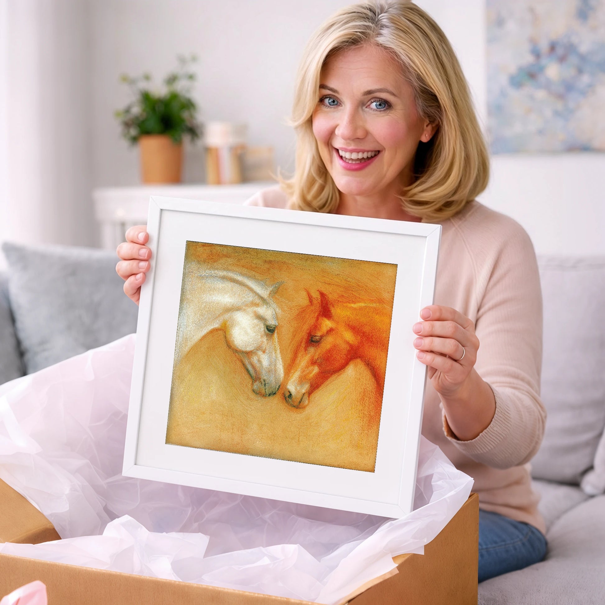 The Quiet Connection - horse portrait art gift idea for horse lovers