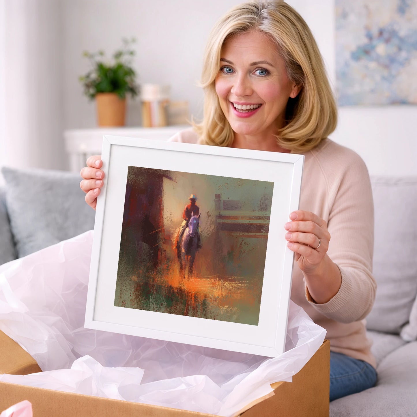 First Light Rider - racing horse art gift idea for horse lovers