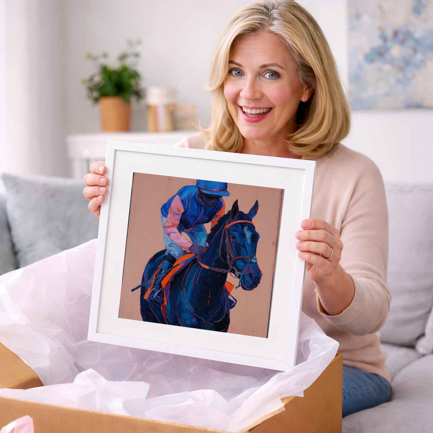 The Indigo Favourite - racing horse art gift idea for horse lovers