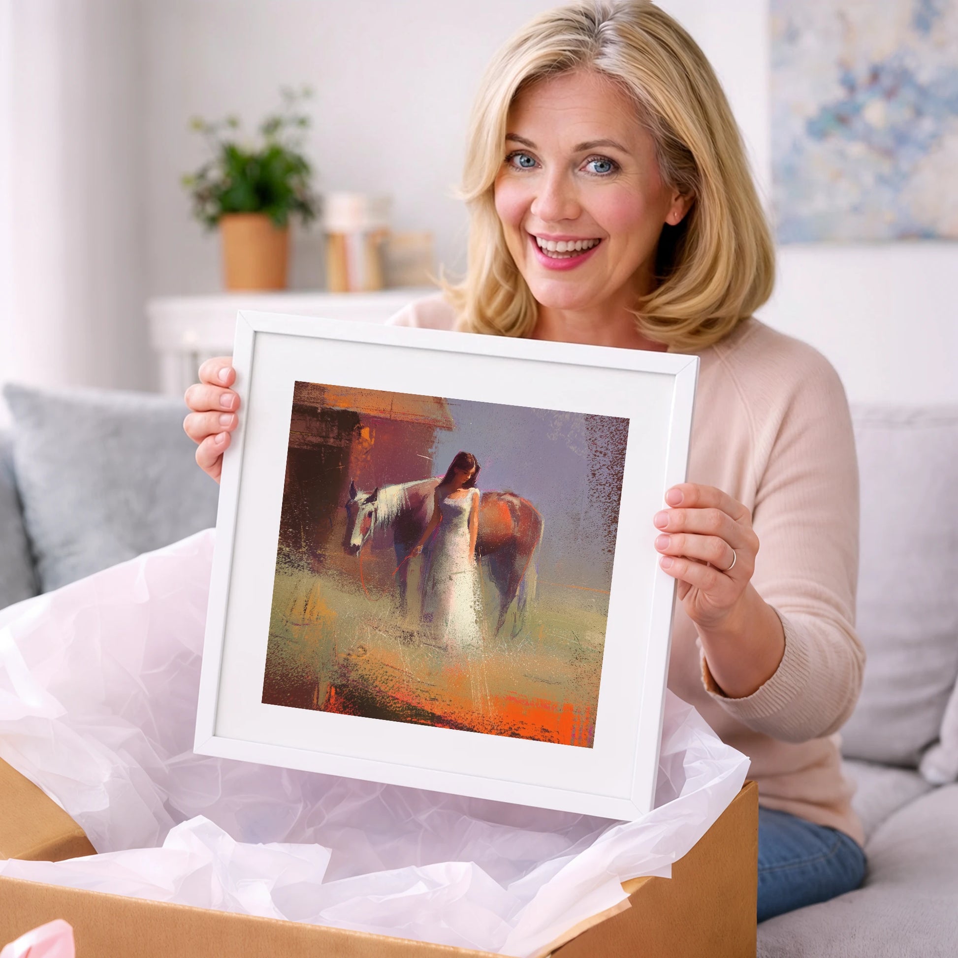A Quiet Bond - horse & rider art gift idea for horse lovers