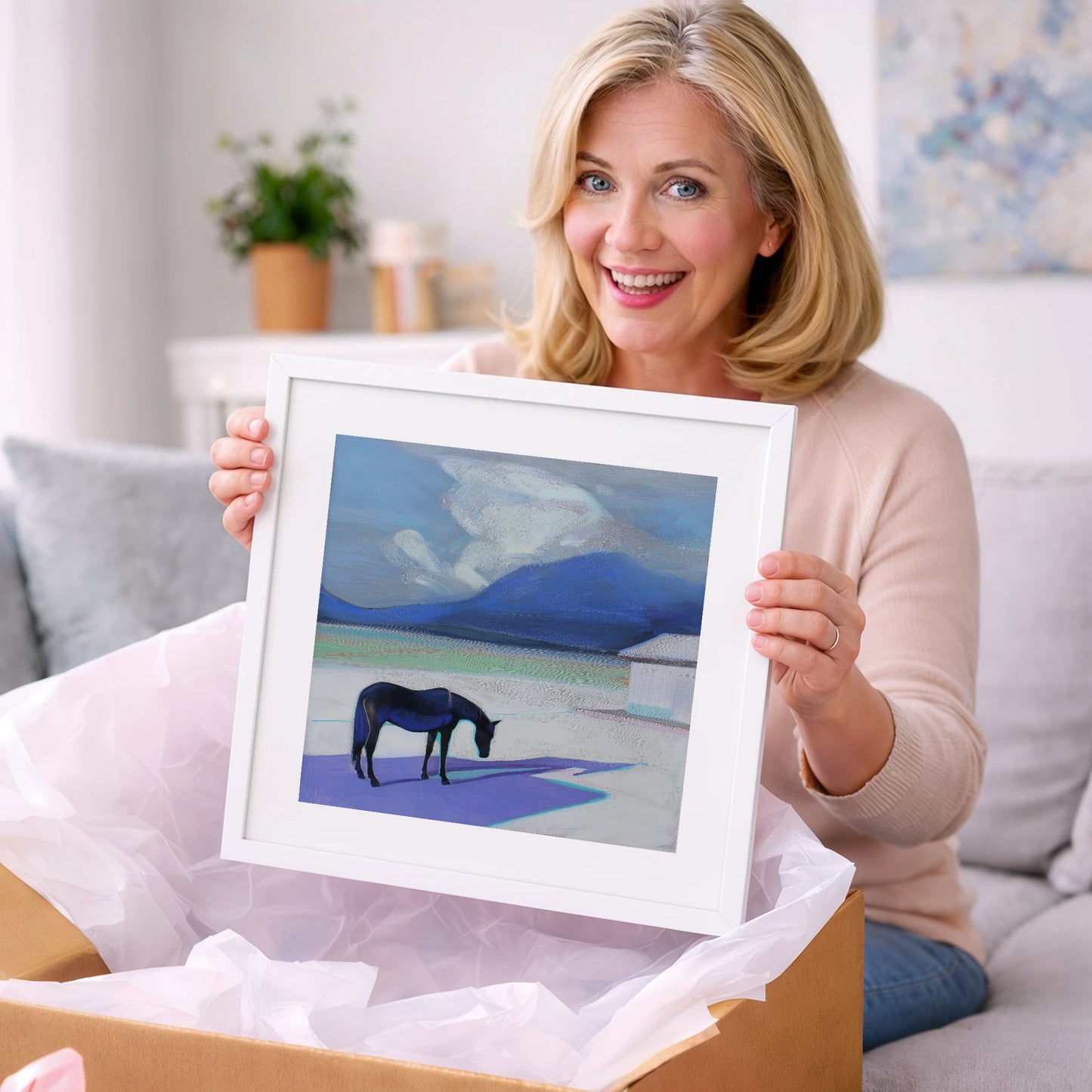 Lavender Shadows - horse landscape art gift idea for horse lovers