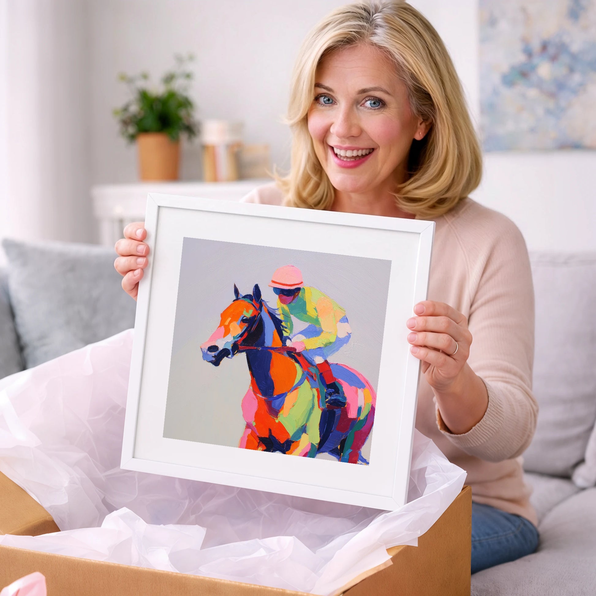 Technicolour Gallop - racing horse art gift idea for horse lovers
