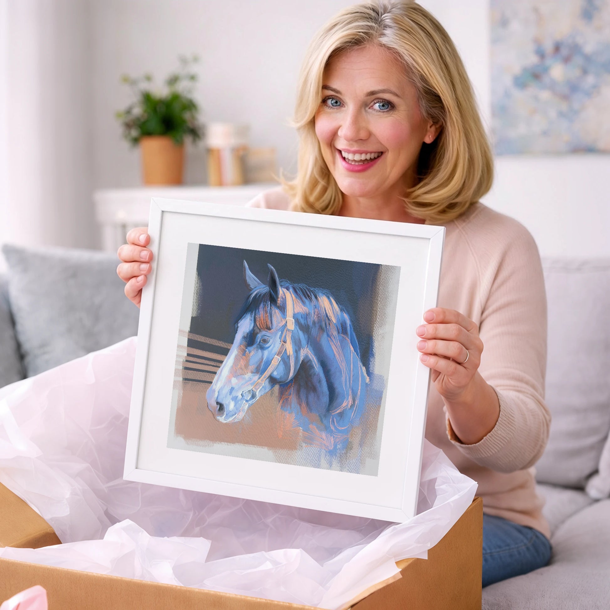 Serene Blue Profile - horse portrait art gift idea for horse lovers