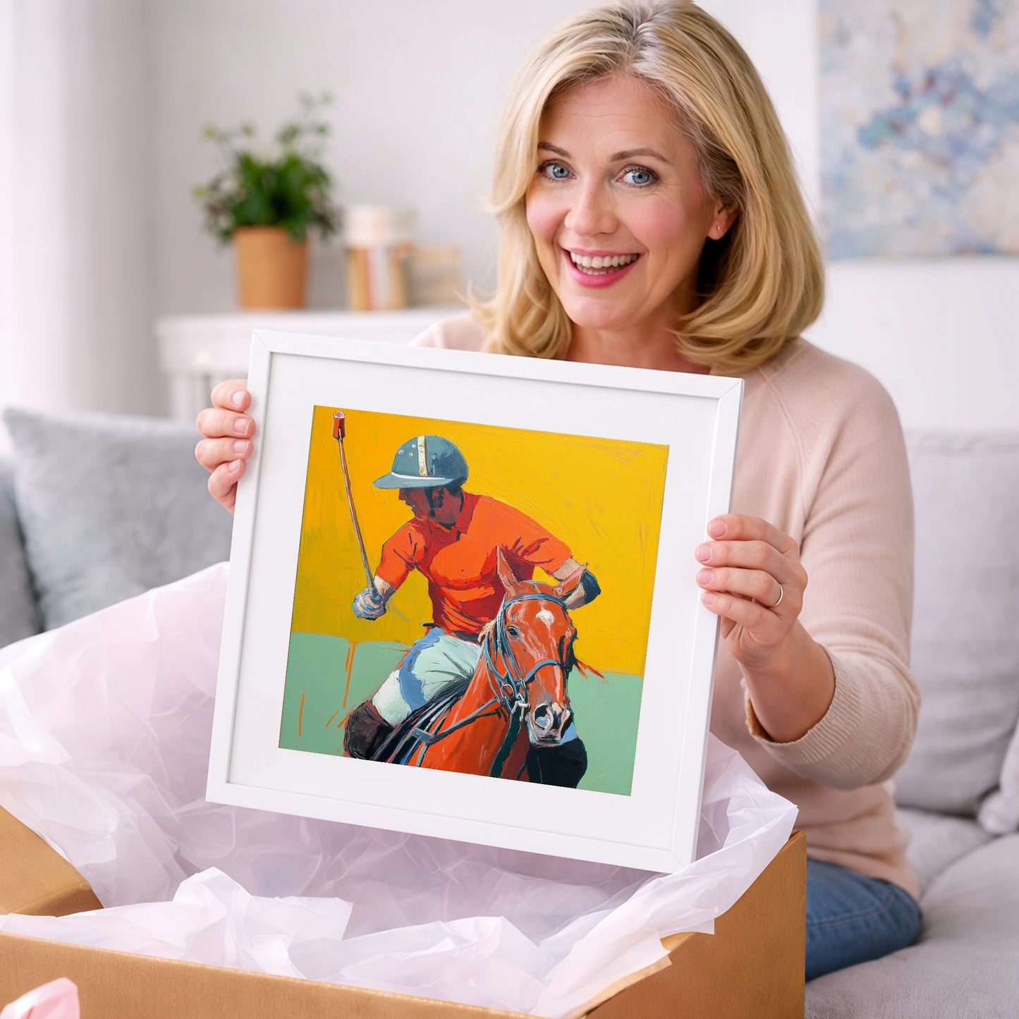 Vivid Mid-Chukka Strike - polo horse art gift idea for horse lovers