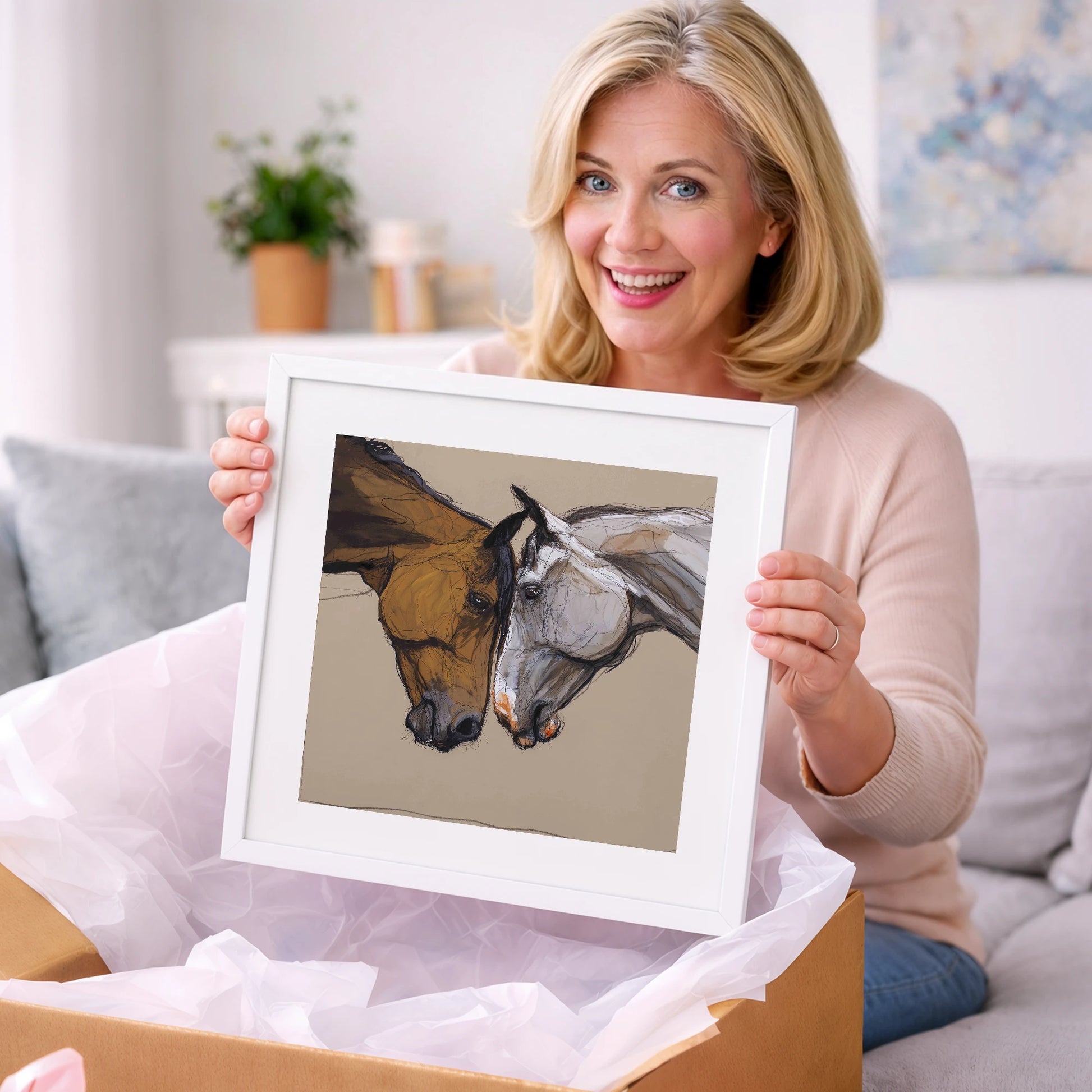 Kindred Spirits - horse portrait art gift idea for horse lovers