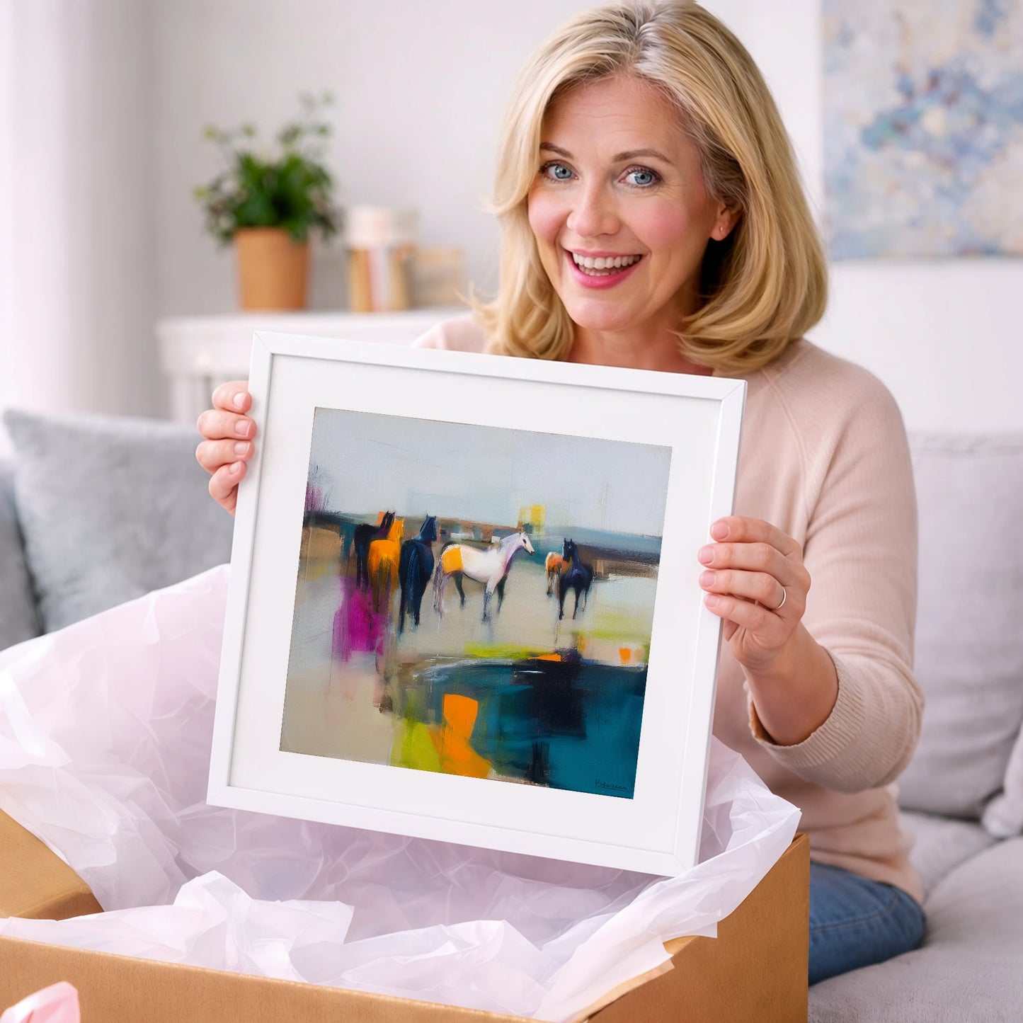 Vivid Horizon Herd - horse landscape art gift idea for horse lovers