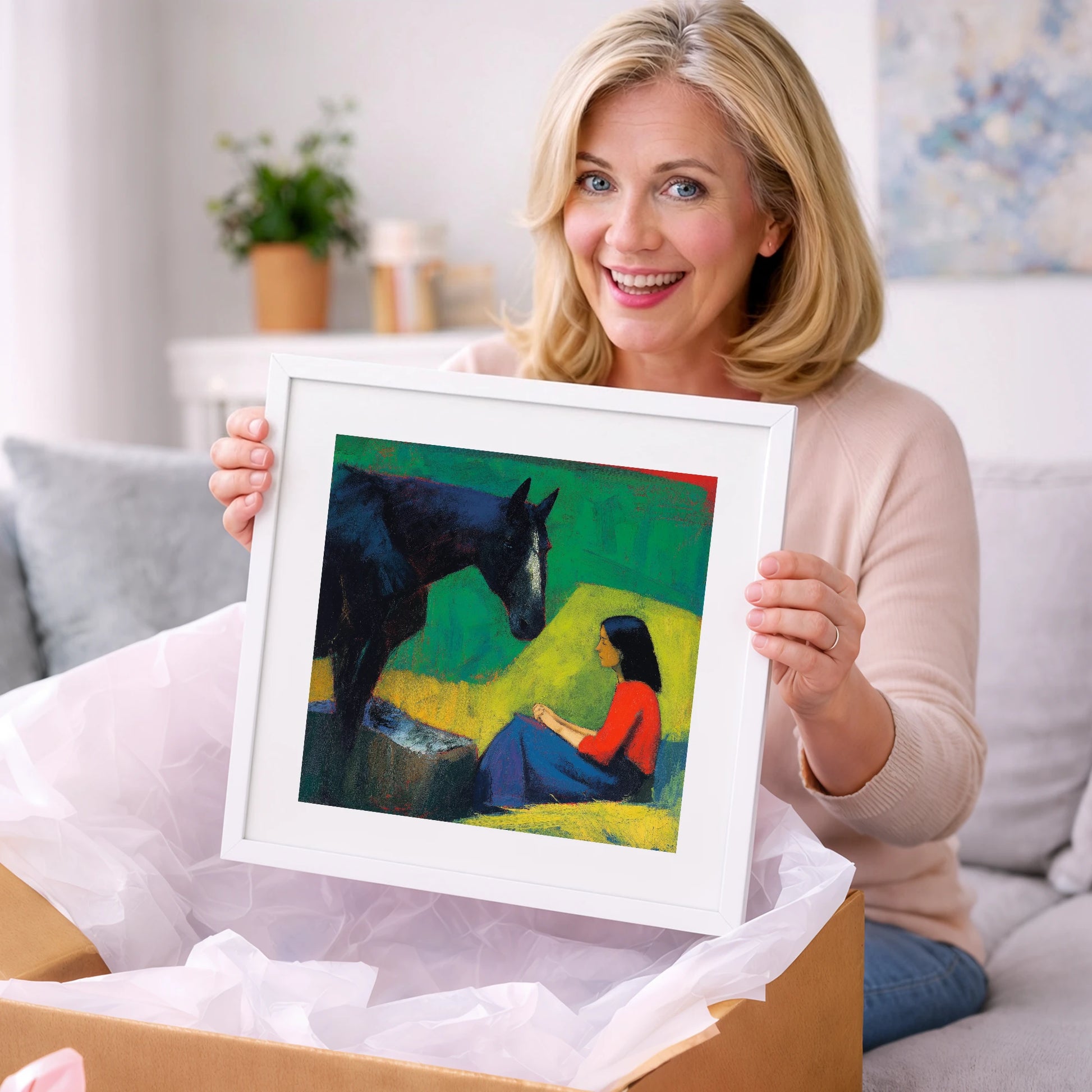 Quiet Communion - horse & rider art gift idea for horse lovers