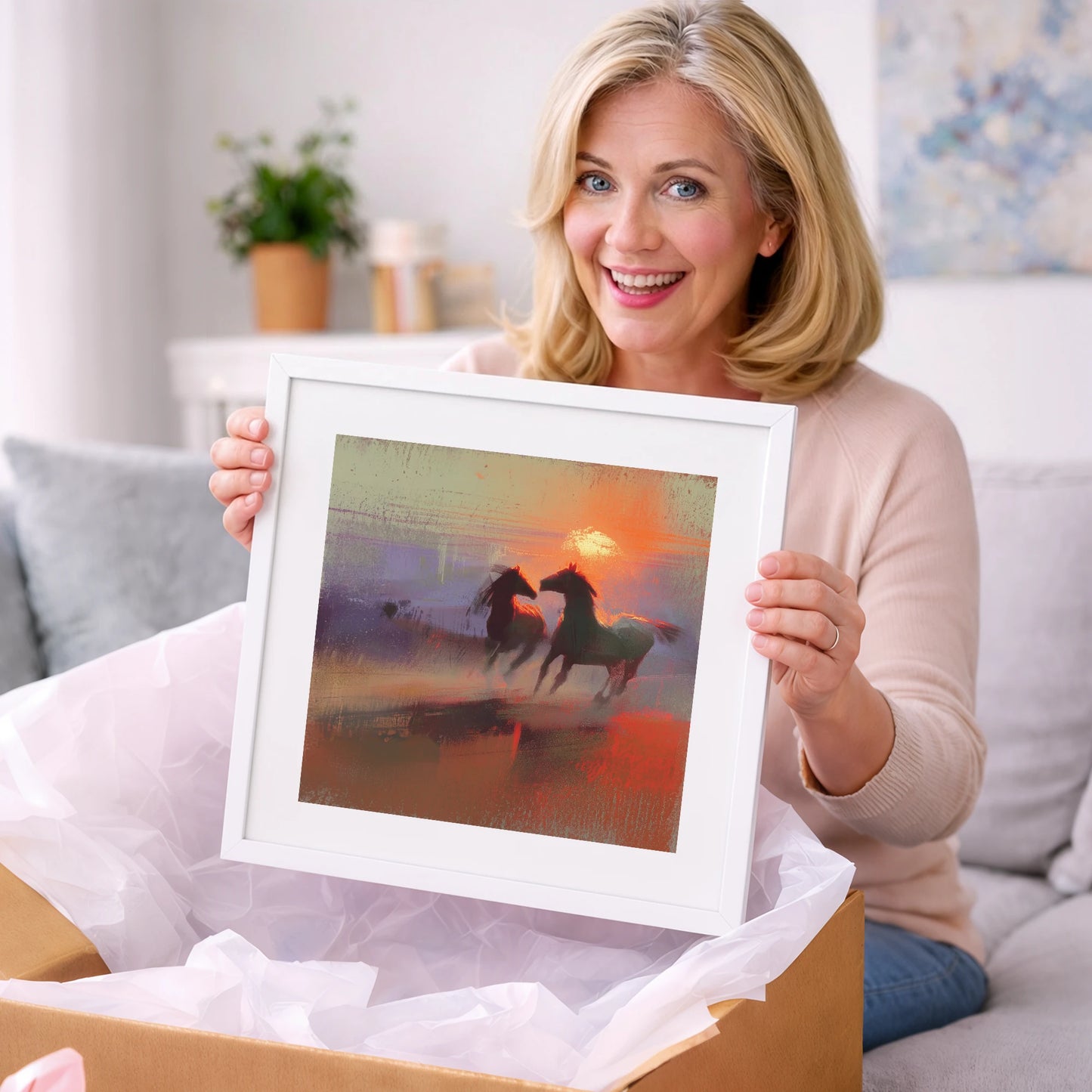 Untamed at Dusk - wild horses art gift idea for horse lovers