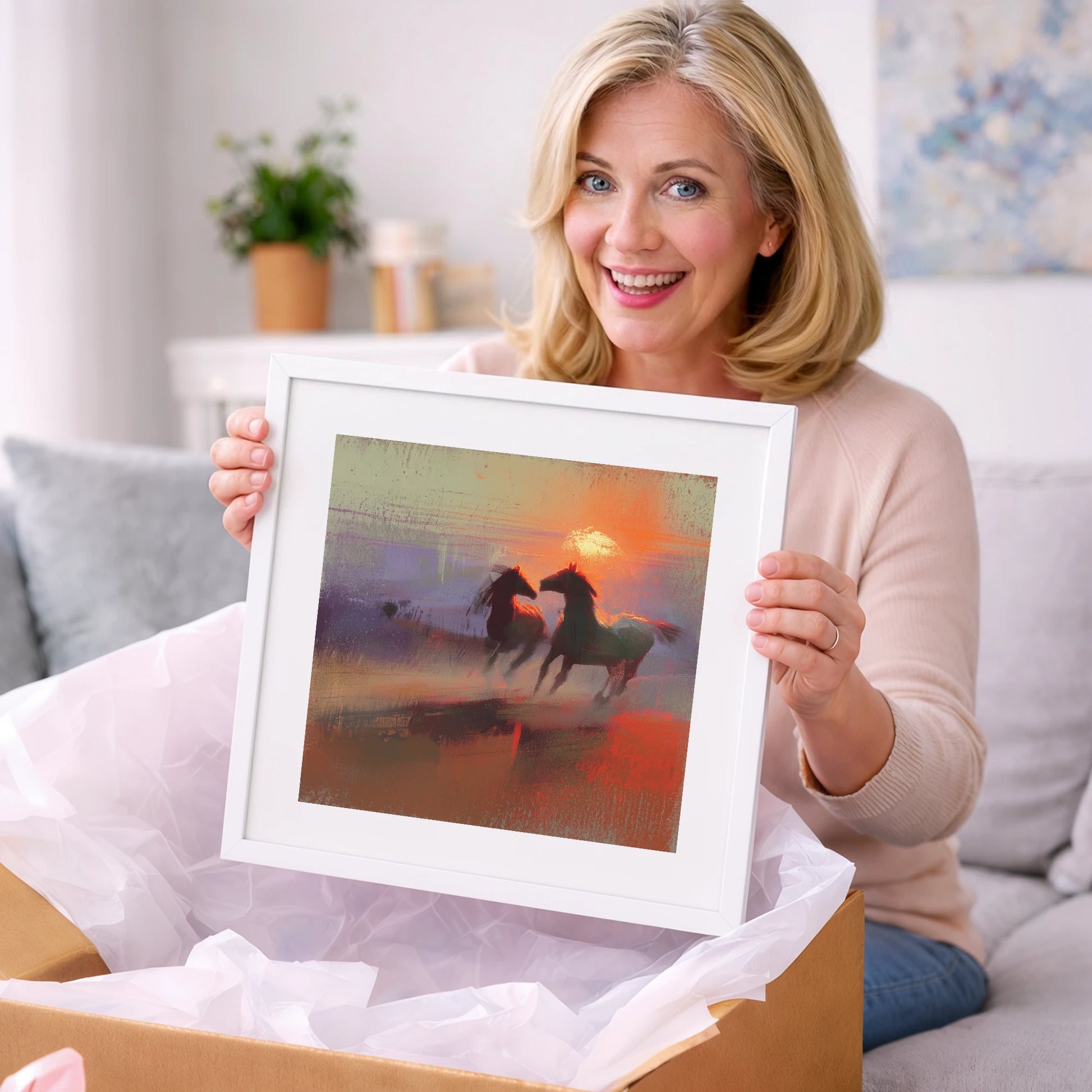 Untamed at Dusk - wild horses art gift idea for horse lovers