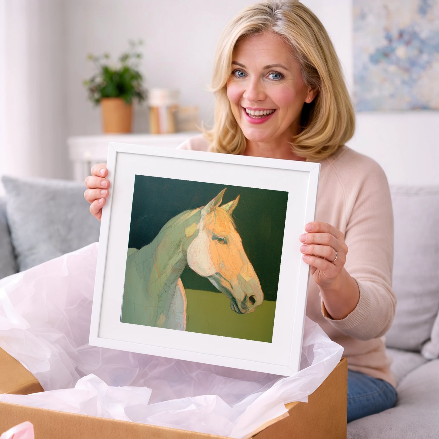 Serene Pastel Equine Profile - horse portrait art gift idea for horse lovers