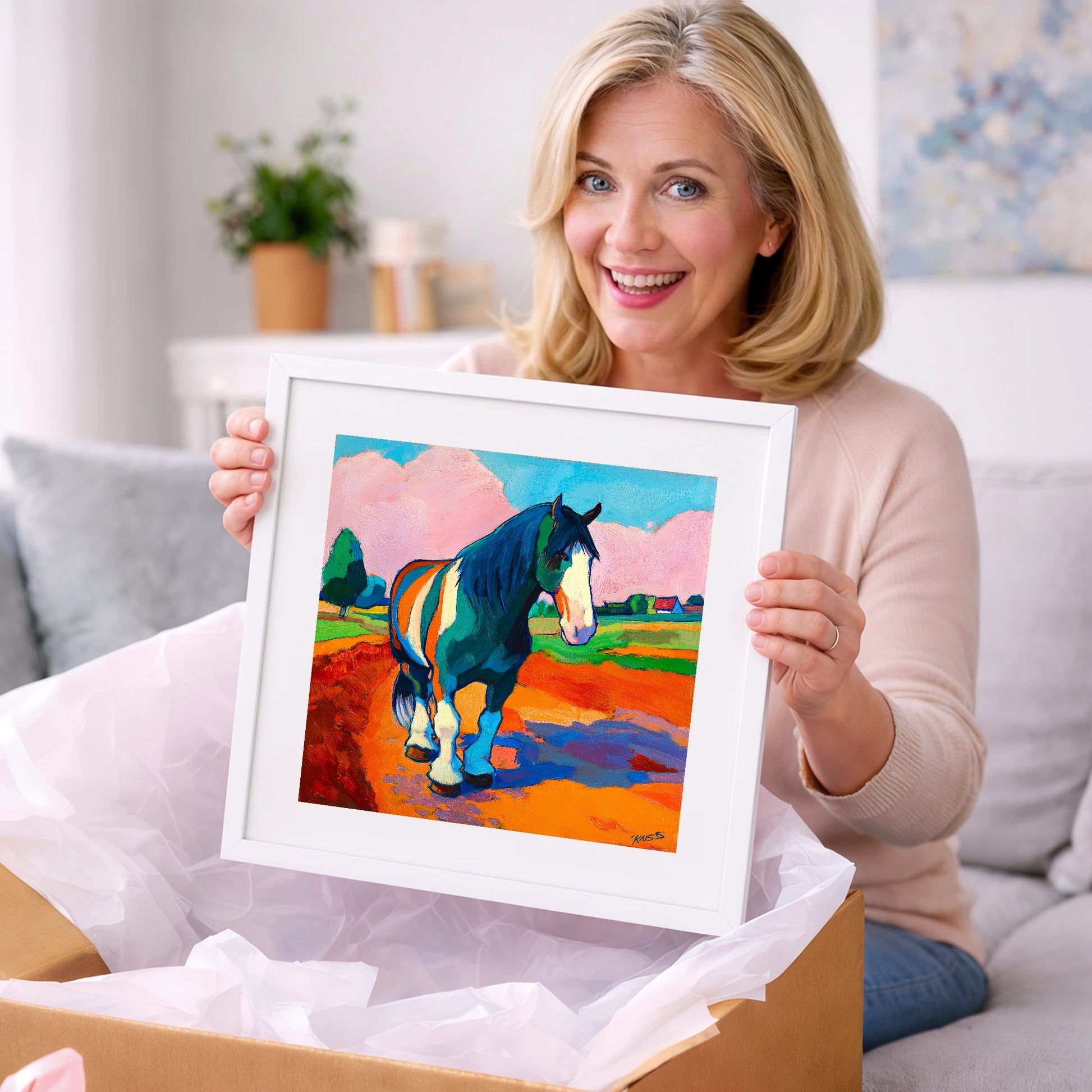 Vibrant Coloured Cob - horse breed art gift idea for horse lovers