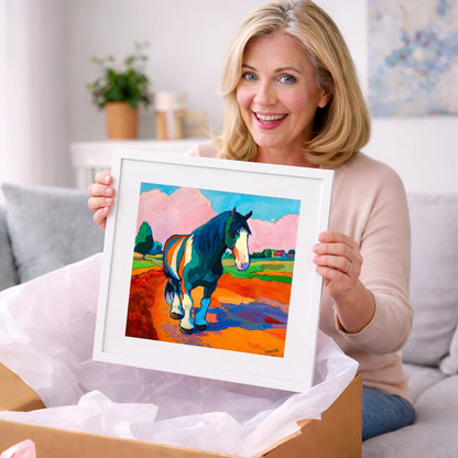 Vibrant Coloured Cob - horse breed art gift idea for horse lovers