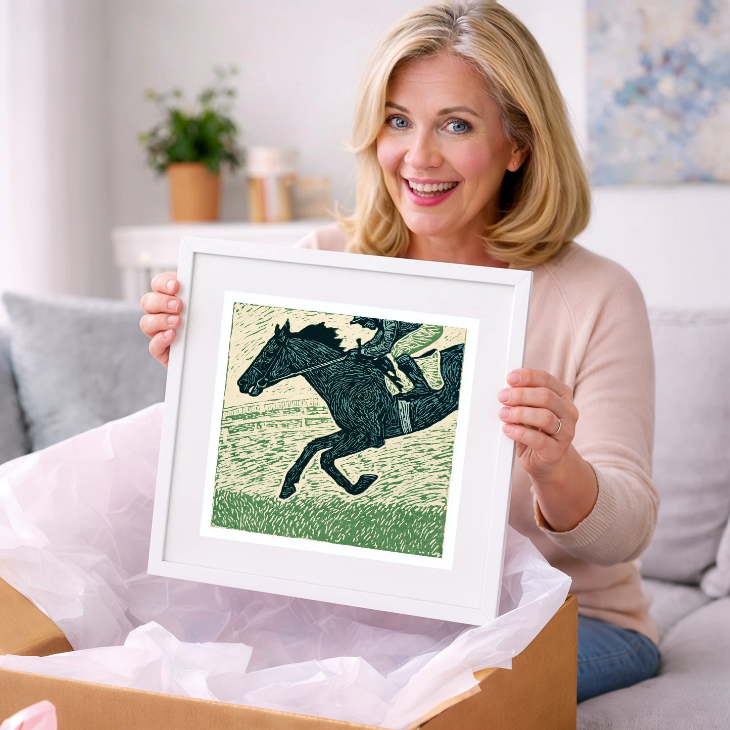 Thunder on the Turf - racing horse art gift idea for horse lovers