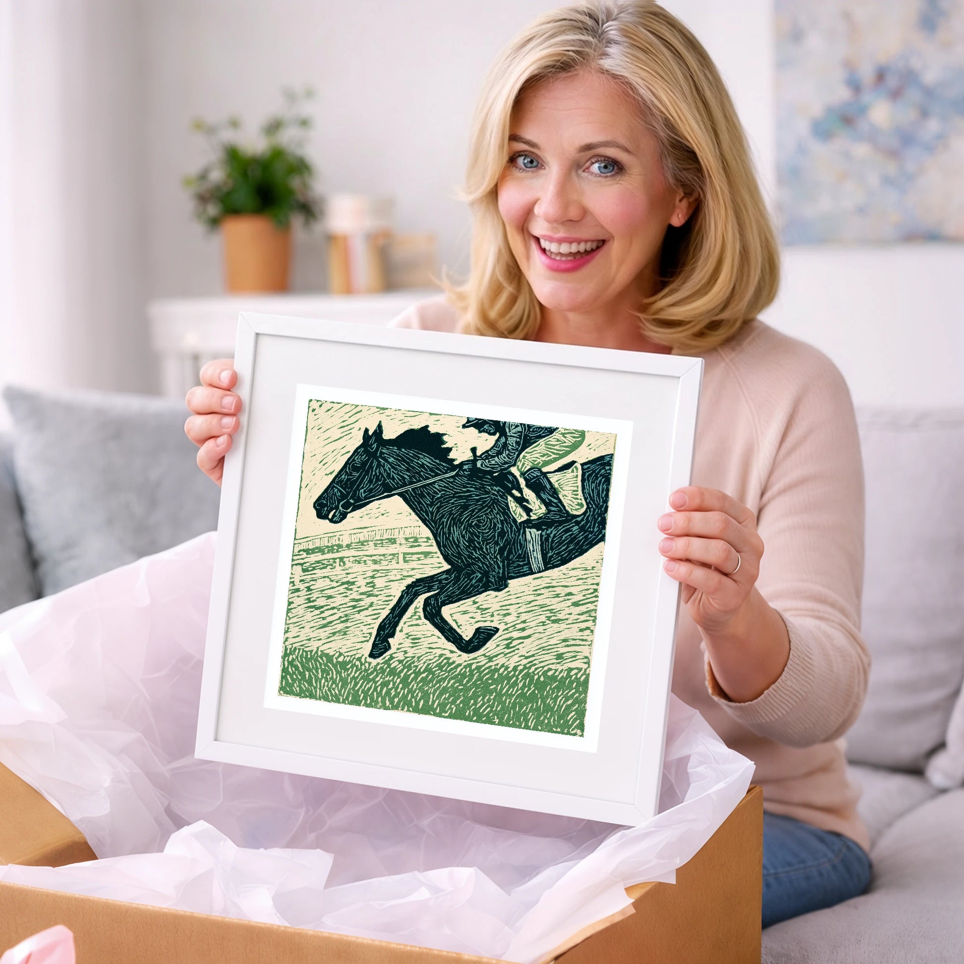 Thunder on the Turf - racing horse art gift idea for horse lovers