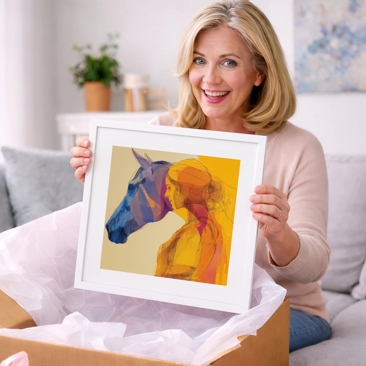 Vibrant Bond - horse & rider art gift idea for horse lovers