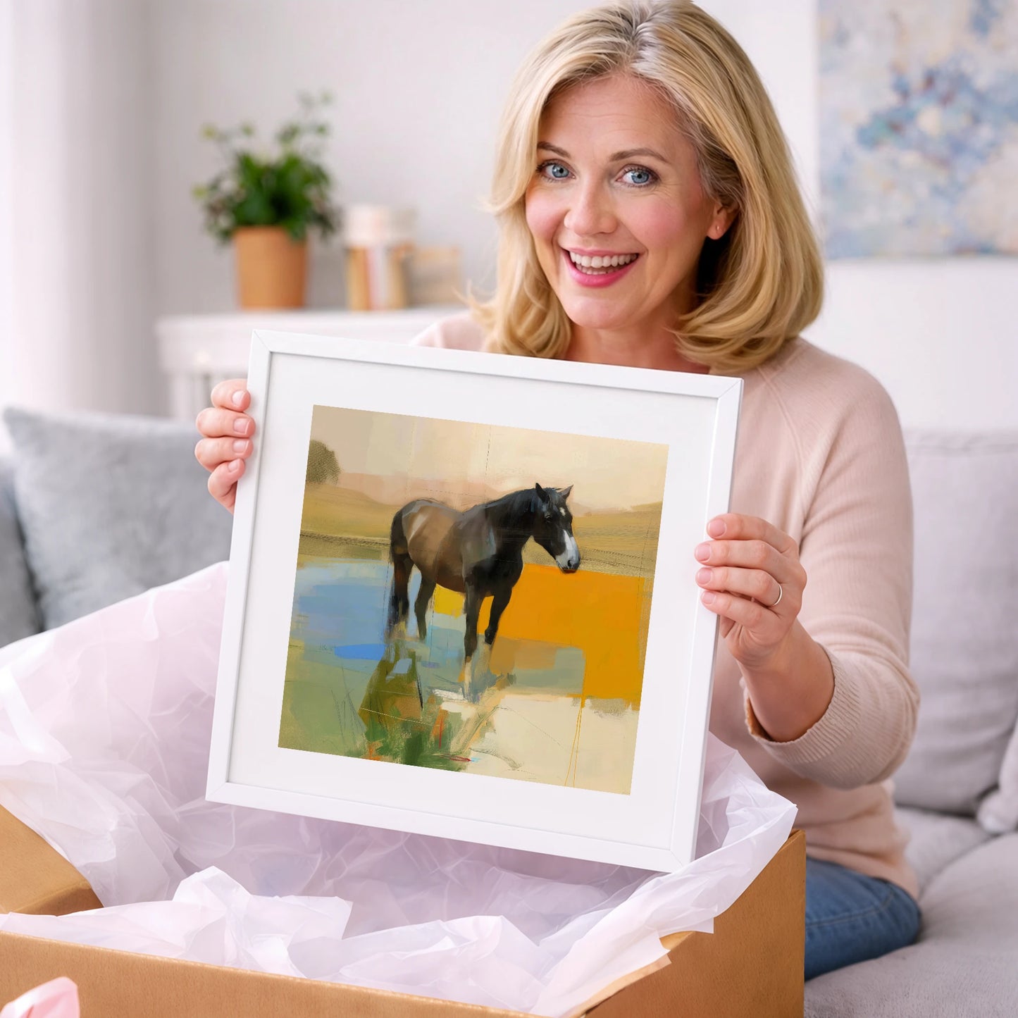 Reflections in Ochre - horse portrait art gift idea for horse lovers