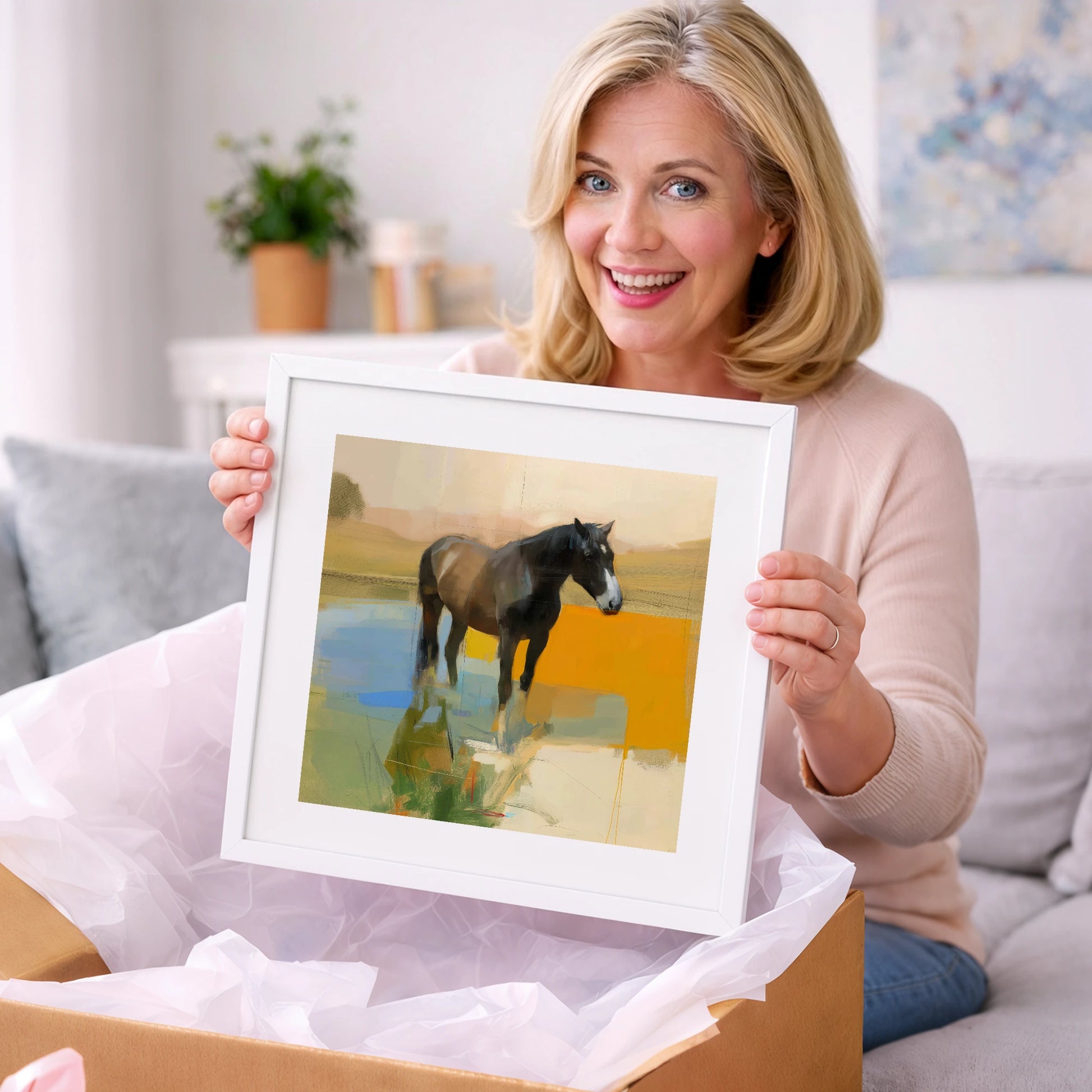 Reflections in Ochre - horse portrait art gift idea for horse lovers