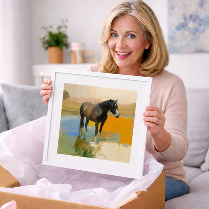 Reflections in Ochre - horse portrait art gift idea for horse lovers