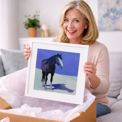 The Indigo Shadow - horse portrait art gift idea for horse lovers