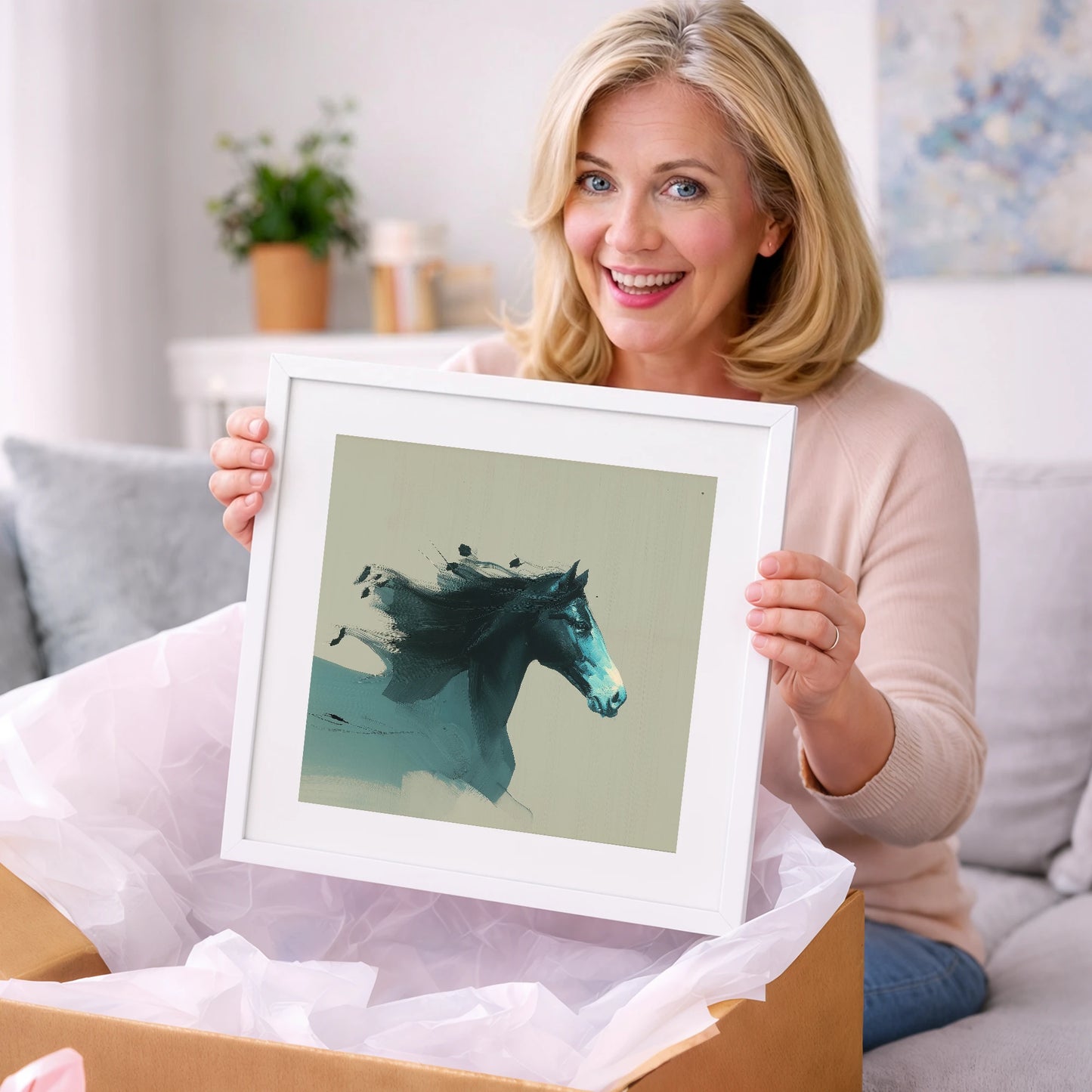 Dynamic Teal Spirit - horse breed art gift idea for horse lovers