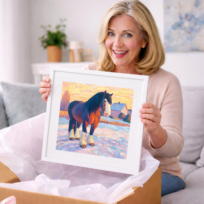 Majestic Winter Shire - horse breed art gift idea for horse lovers