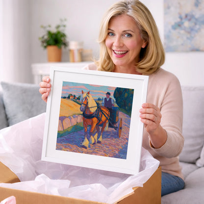 Evening Draught on Cobbles - working horse art gift idea for horse lovers