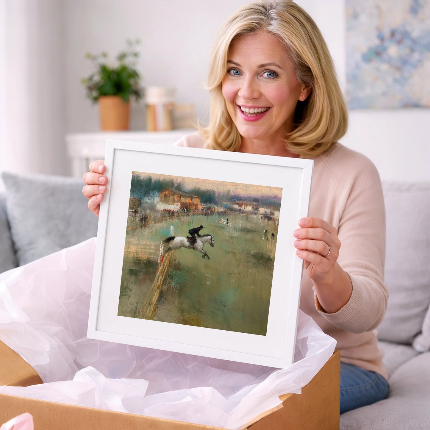 Clearing the Timber - show jumping horse art gift idea for horse lovers